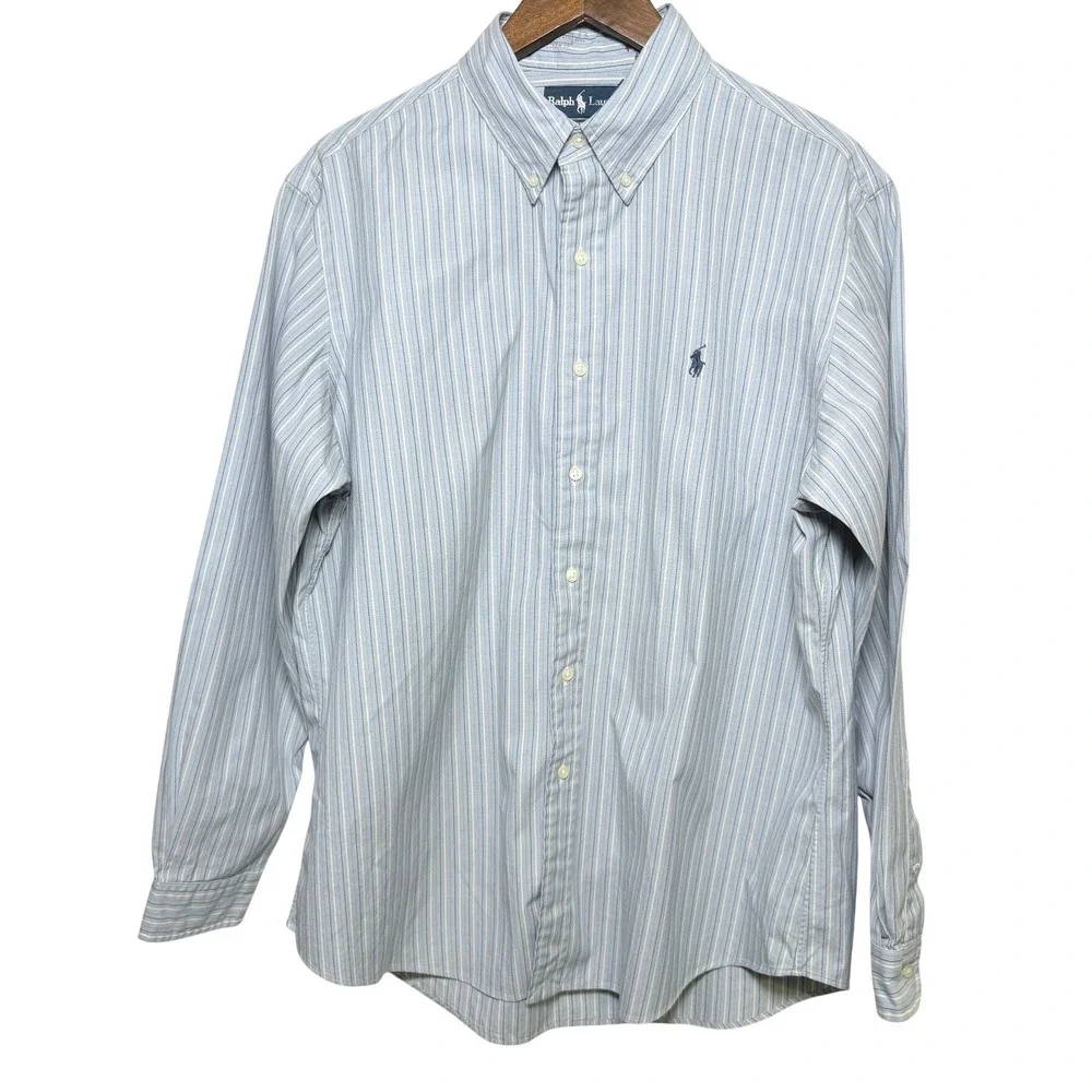 Custom Ralph Lauren Mens Blue White Striped R.L. Academy Bleecker St Shirt XL